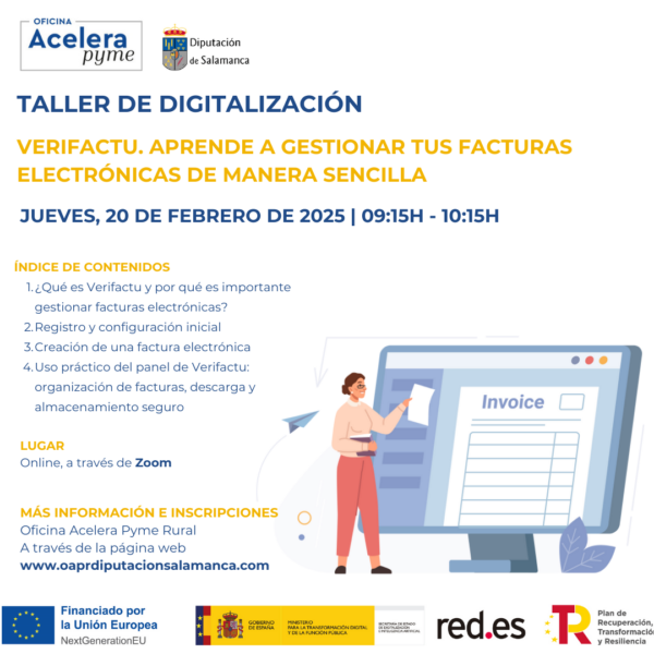 Taller de digitalización. Verifactu. Aprende a gestionar tus facturas electrónicas de manera sencilla