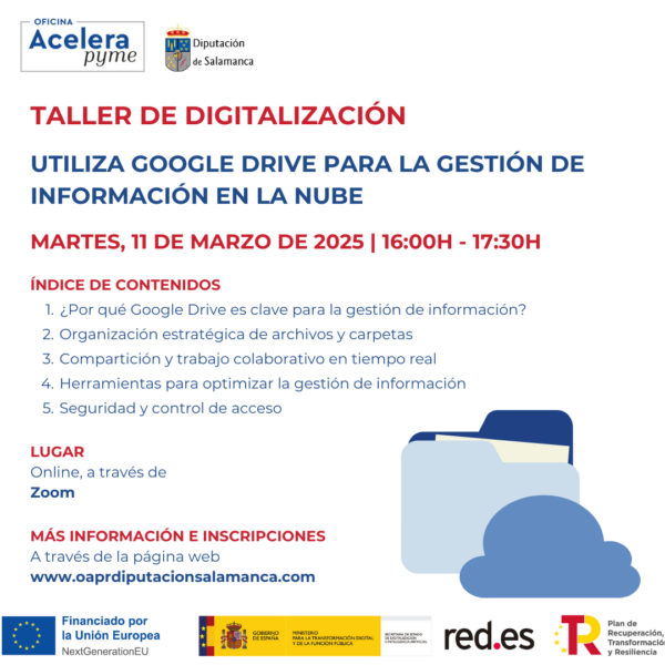 Taller de digitalización. Utiliza Google Drive para la gestión de información en la nube